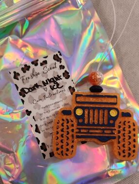 Jeep-Shaped Car Air Freshener - Orange & Navy